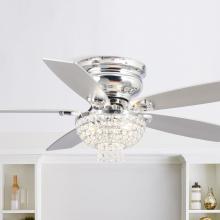 Eileen Grays LLC F6349Q110V - Parrot Uncle 52" Indoor Chrome Crystal Flush Mount Ceiling Fan, Modern