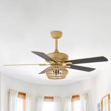 Eileen Grays LLC F6350Q110V - Parrot Uncle 52" Gold Indoor Weathered Reversible Blade Ceiling Fan with Remote, Farmhouse