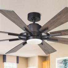 Eileen Grays LLC F8217110V - Parrot Uncle 60" Indoor Windmill 8-Blade LED Oil-rubbed Bronze Ceiling Fan, Farmhouse