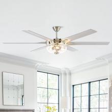 Eileen Grays LLC F8222YD110V - Parrot Uncle 70 in. Brushed Nickel 6 Blades Indoor Ceiling Fan, Traditional