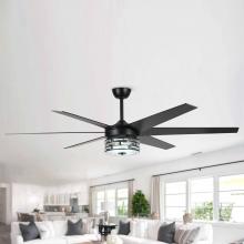 Eileen Grays LLC F8246BK110V - Parrot Uncle 70" Matte Black Indoor Crystal Large LED Ceiling Fan with CCT, Modern