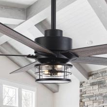 Eileen Grays LLC F8250110V - Parrot Uncle 65" Matte Black Downrod Mount LED Ceiling Fan with Remote, Industrial