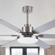 Eileen Grays LLC F8253110V - Parrot Uncle 60" Brushed Nickel Indoor Integrated LED Ceiling Fan with Light and Remote, Modern