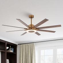 Eileen Grays LLC F8262110V - Parrot Uncle 65" Antique Gold Indoor Integrated LED Reversible 8-Blade Ceiling Fan, Farmhouse