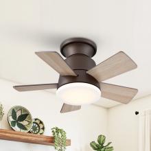 Eileen Grays LLC F8283110V - Parrot Uncle 24" Bronze Integrated LED Indoor Flush Mount Ceiling Fan, Modern