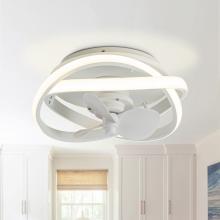 Eileen Grays LLC F8302110V - Parrot Uncle 12.5" White 3-Blade Flush Mount Caged Ceiling Fan, Modern