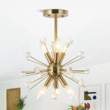 Eileen Grays LLC HLC-27225-6 - Parrot Uncle 14 in. Antique Gold 6-Light Starburst Sputnik Pendant Light, Modern