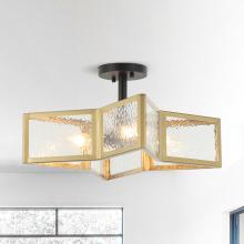 Eileen Grays LLC HLC-27229-4 - Parrot Uncle 19.5 in. Brass Gold 4-Light Geometric Semi-Flush Mount Ceiling Light, Modern