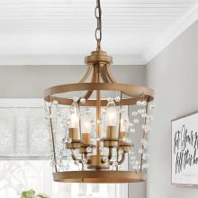 Eileen Grays LLC HLH-27118-4B - Parrot Uncle Gold 4-Light Dimmable Drum Chandelier, Farmhouse