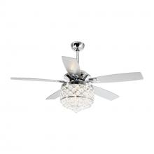 Eileen Grays LLC F6218FD110V - Parrot Uncle 52 in. Chrome Indoor Downrod Mount Crystal Ceiling Fan with Remote, Modern