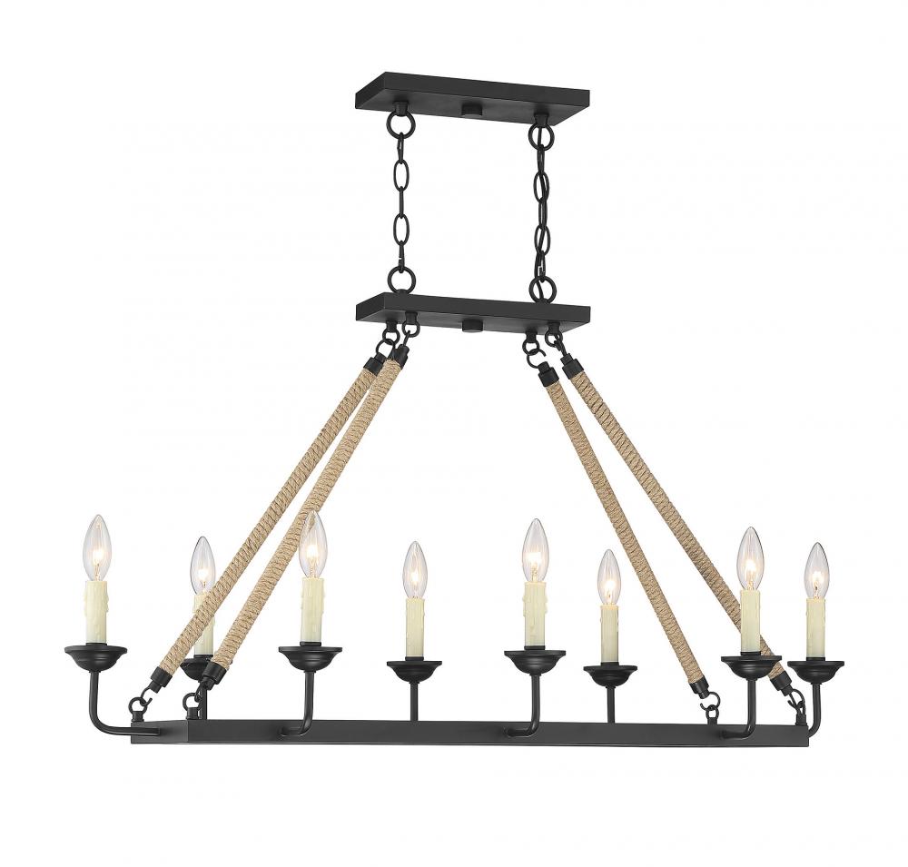 8-Light Linear Chandelier in Matte Black