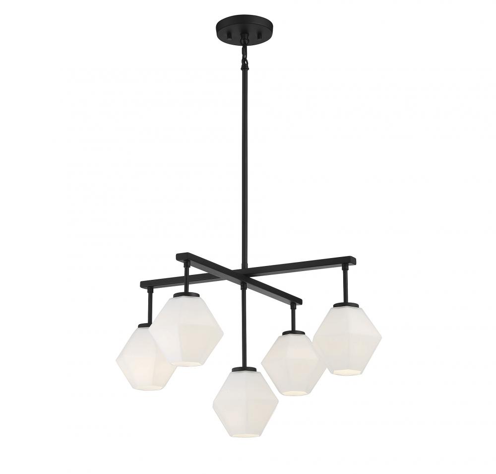 5-light Chandelier In Matte Black