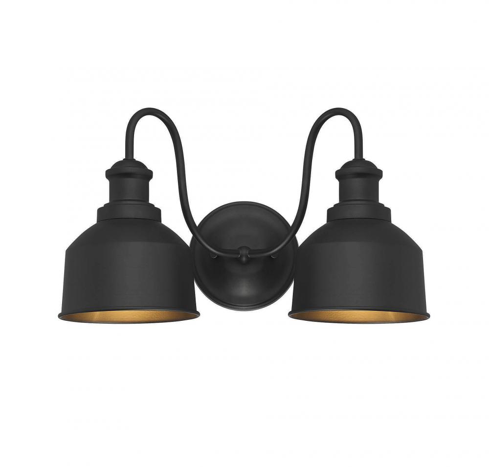 2-Light Outdoor Wall Lantern in Matte Black