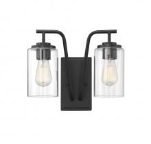 Savoy House Meridian CA M50042BK - 2-Light Outdoor Wall Lantern in Matte Black