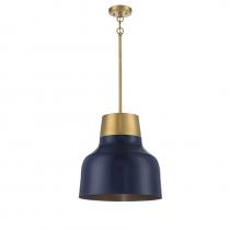 Savoy House Meridian CA M70115NBLNB - 1-Light Pendant in Navy Blue with Natural Brass