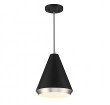 Savoy House Meridian CA M70122MBKPN - 1-Light Pendant in Matte Black with Polished Nickel