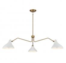 Savoy House Meridian CA M7019WHNB - 3-Light Pendant in White with Natural Brass