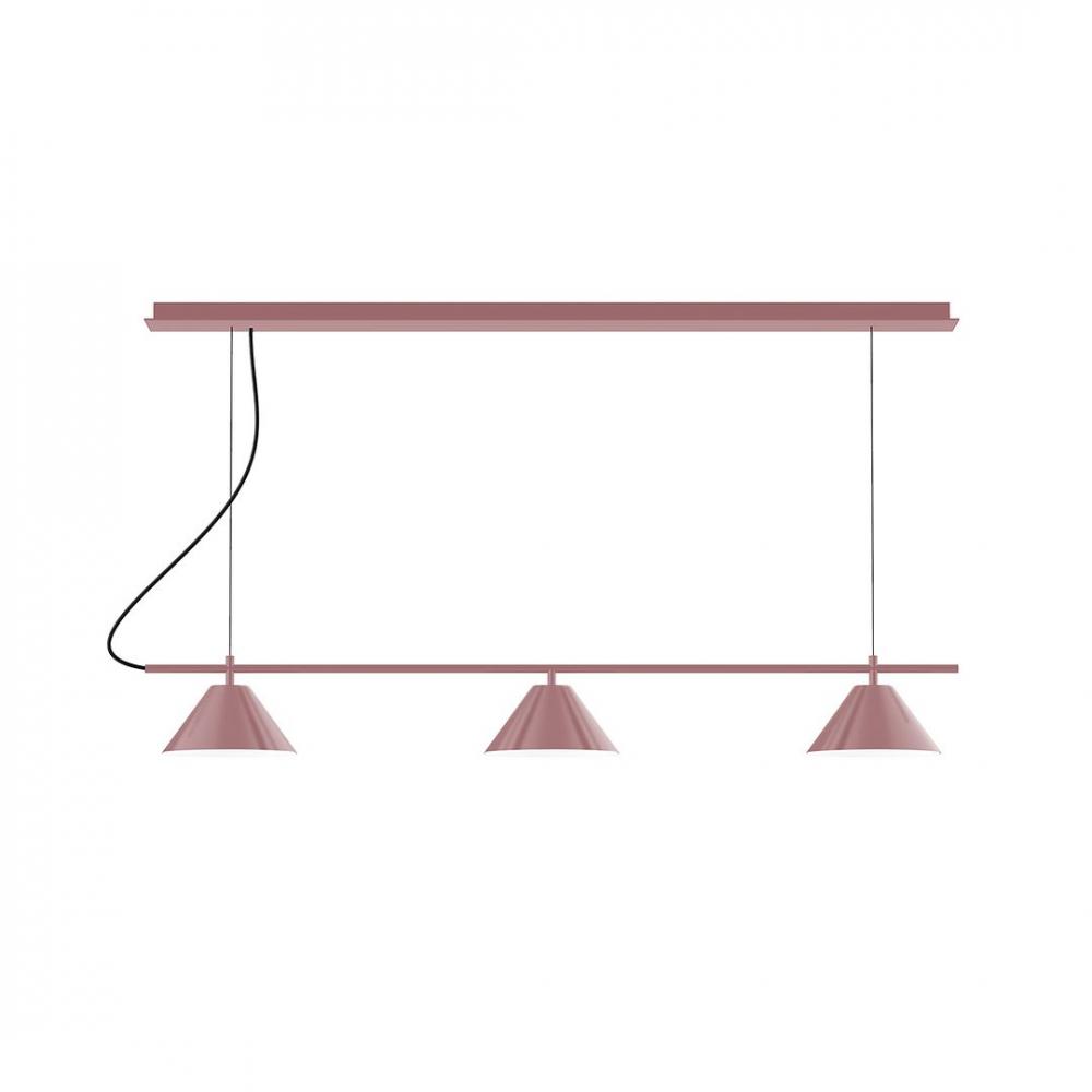 2-Light Linear Axis LED Chandelier with Gray Fabric Cord, Fern Green