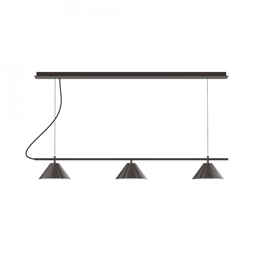 2-Light Linear Axis LED Chandelier with Gray Fabric Cord, Barn Red