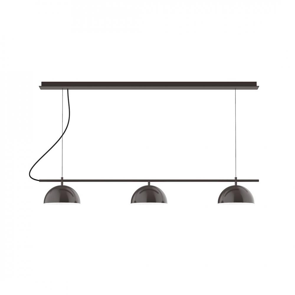 3-Light Linear Axis LED Chandelier with Gray Fabric Cord, Barn Red