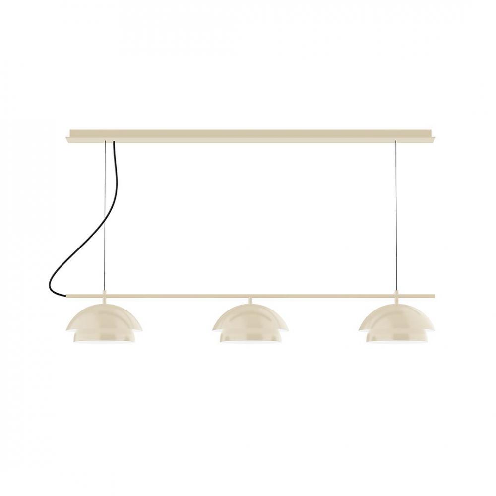 2-Light Linear Axis LED Chandelier with Neutral Argyle Fabric Cord, Terracotta