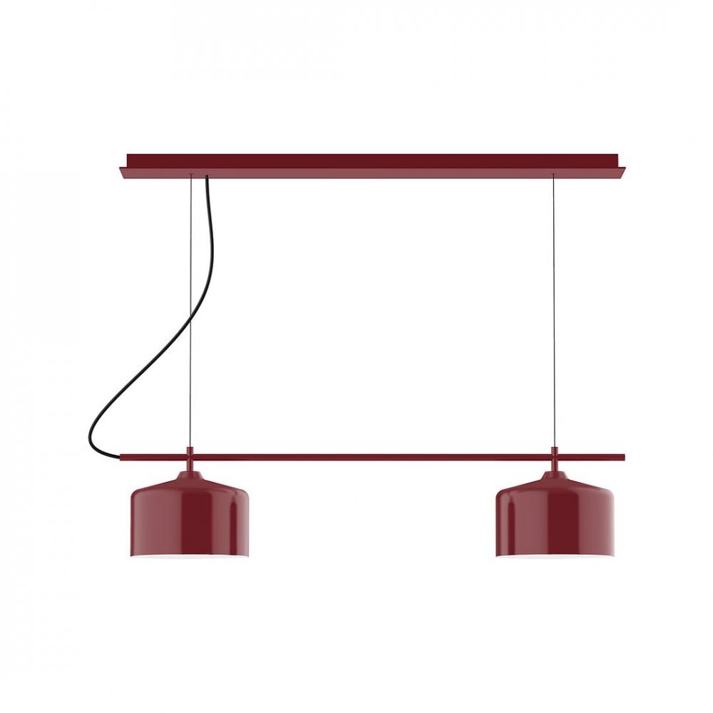 3-Light Linear Axis LED Chandelier, Barn Red