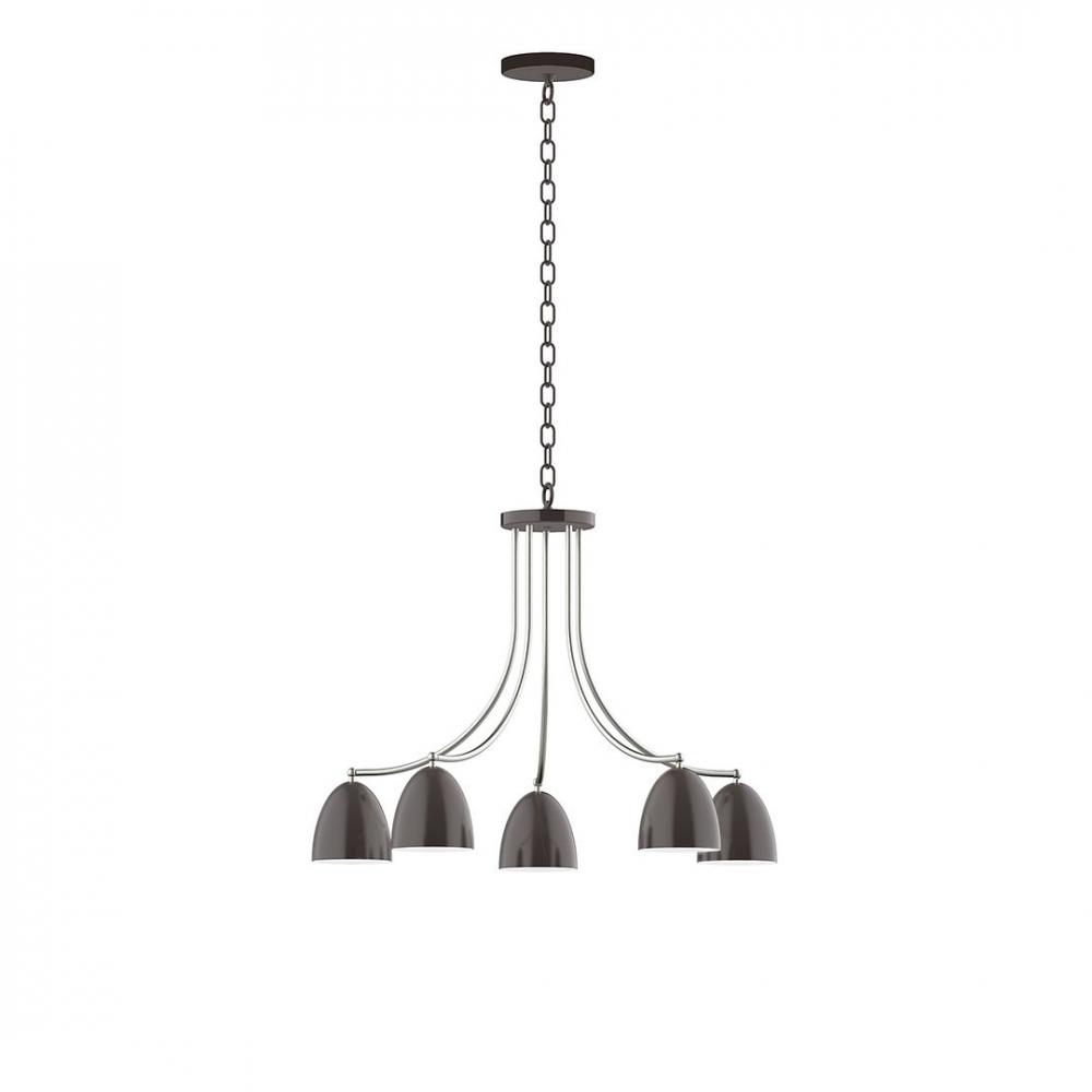 5-Light J-Series Chandelier, Architectural Bronze with Brushed Nickel Accents