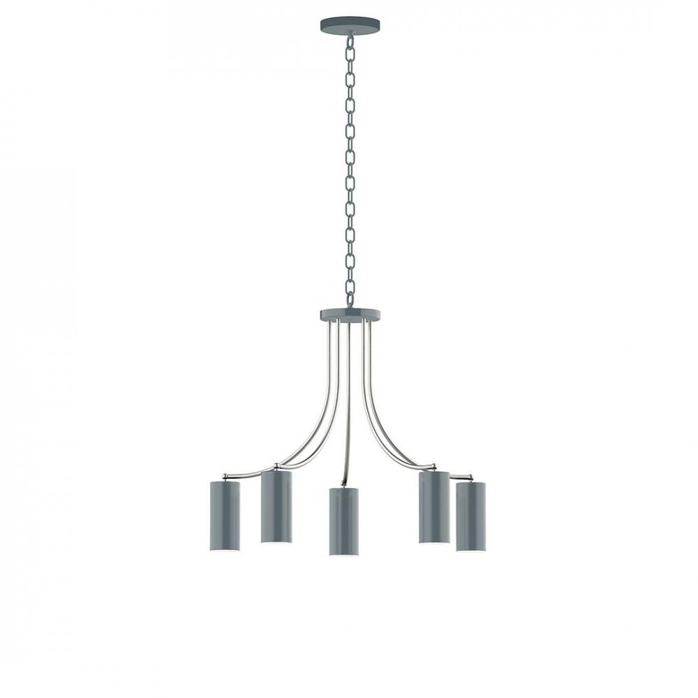 5-Light J-Series Chandelier, Slate Gray with Brushed Nickel Accents