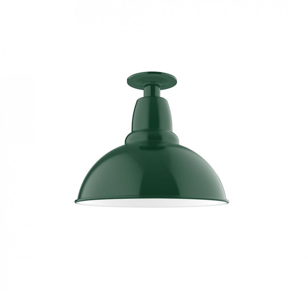 12" Cafe Flush Mount Light in Forest Green