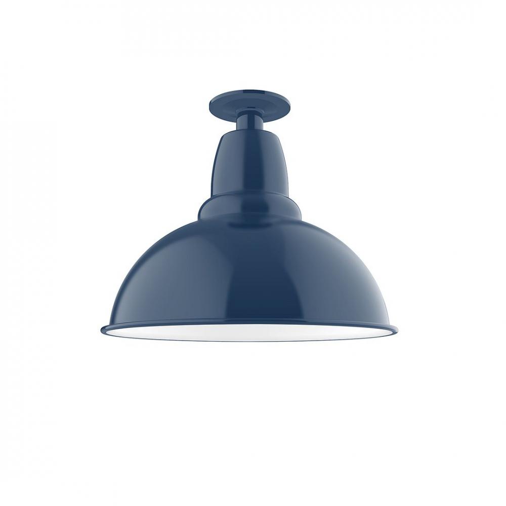 14" Cafe LED Flush Mount Light with wire grill in Navy