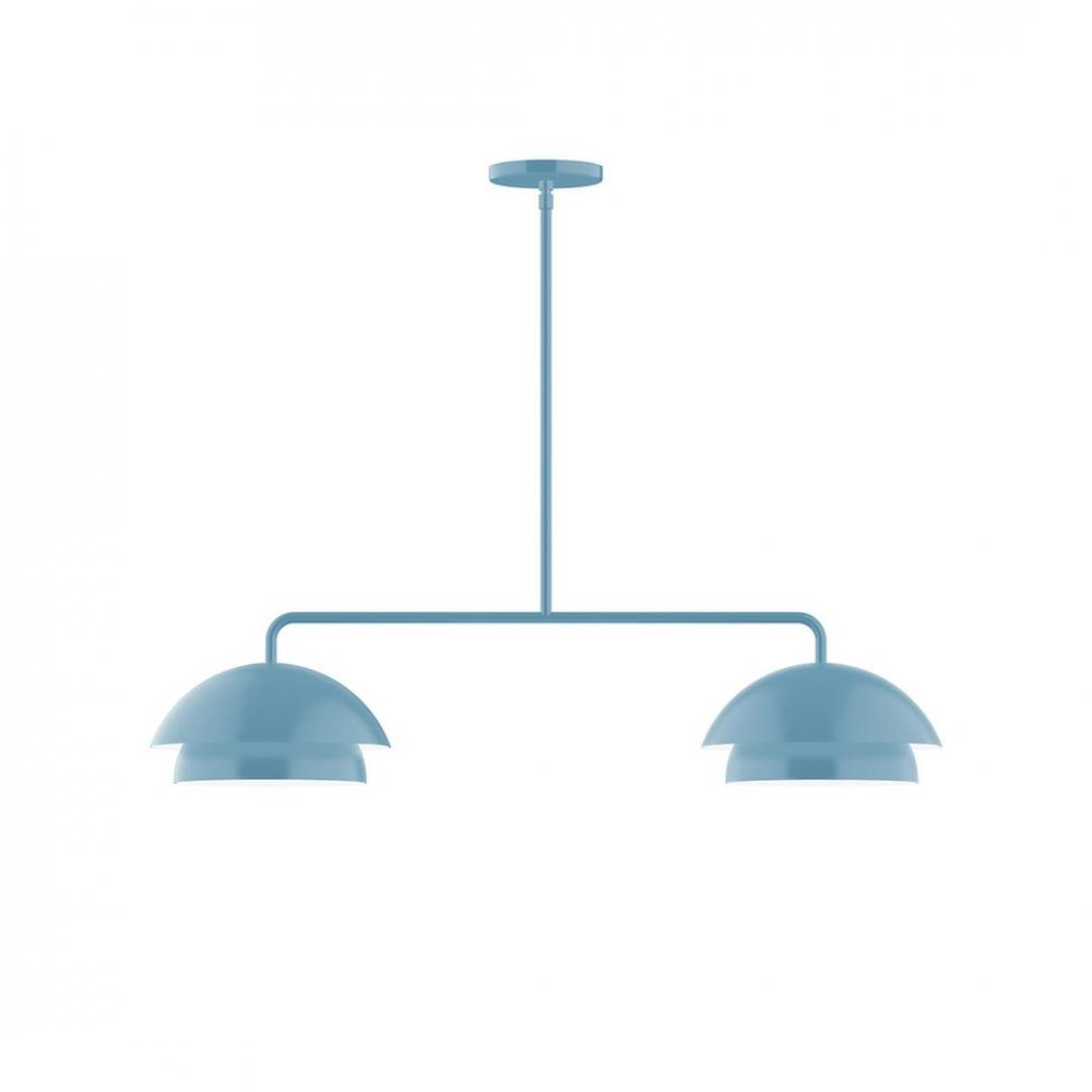 2-Light Axis LED Linear Pendant, Light Blue