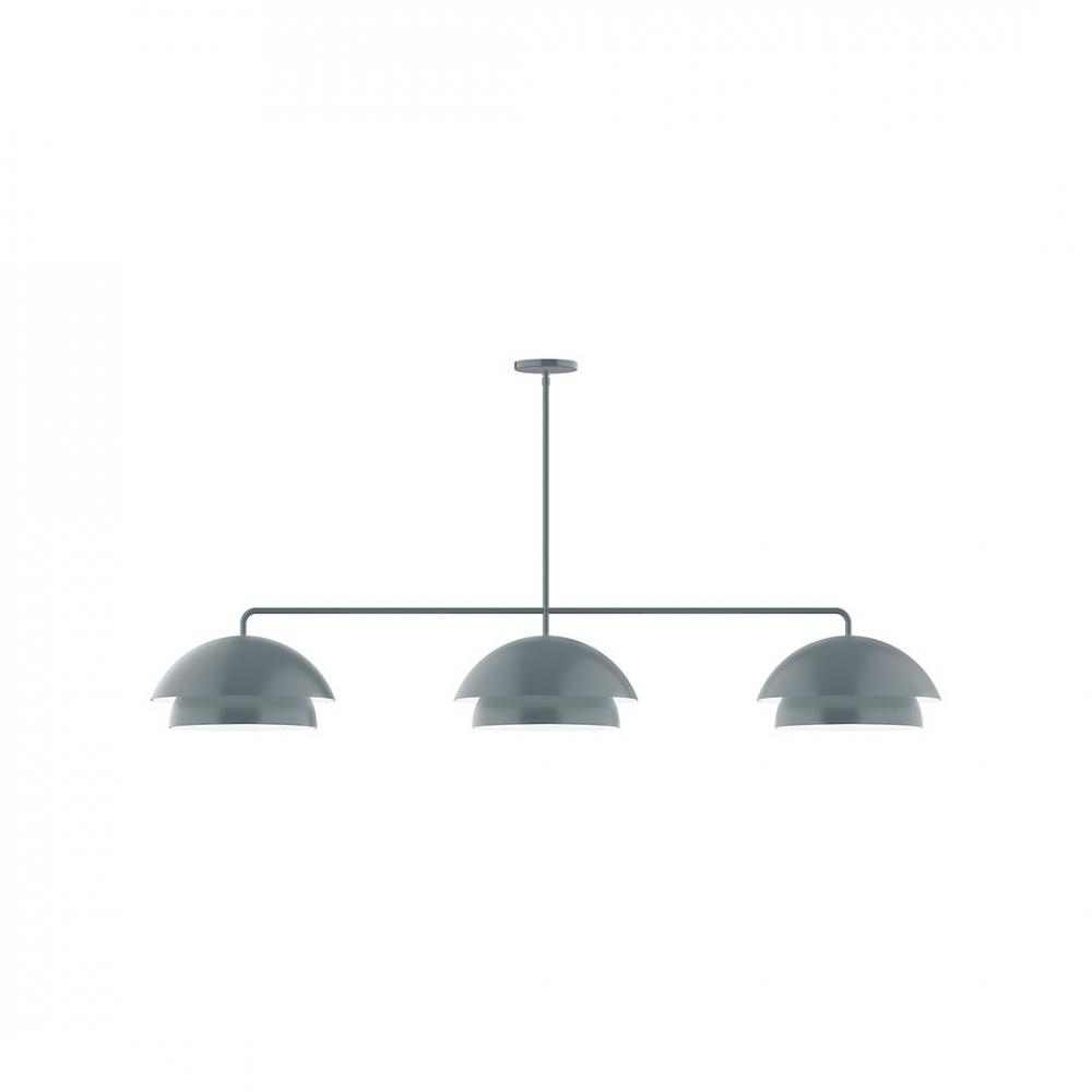 3-Light Axis LED Linear Pendant, Slate Gray