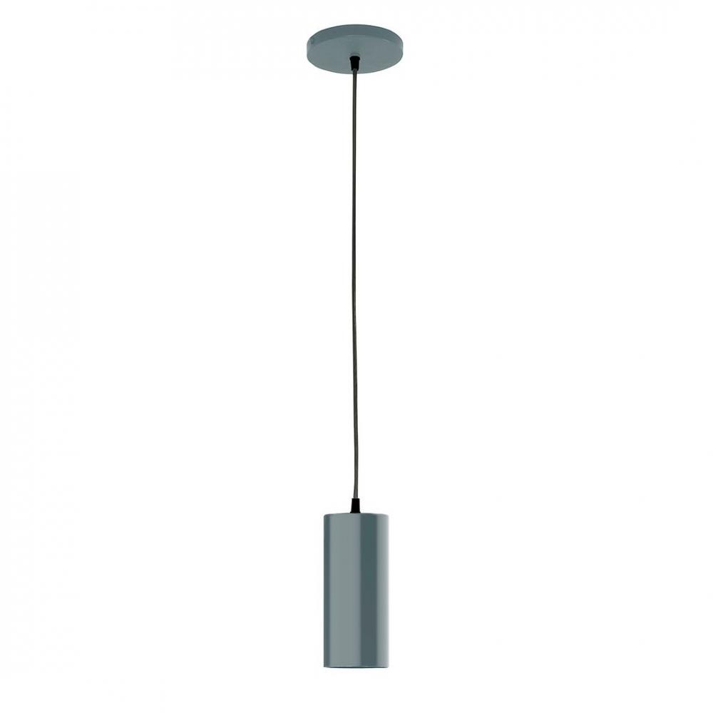 3.5" J-Series shade, polished copper fabric cord with canopy, Slate Gray