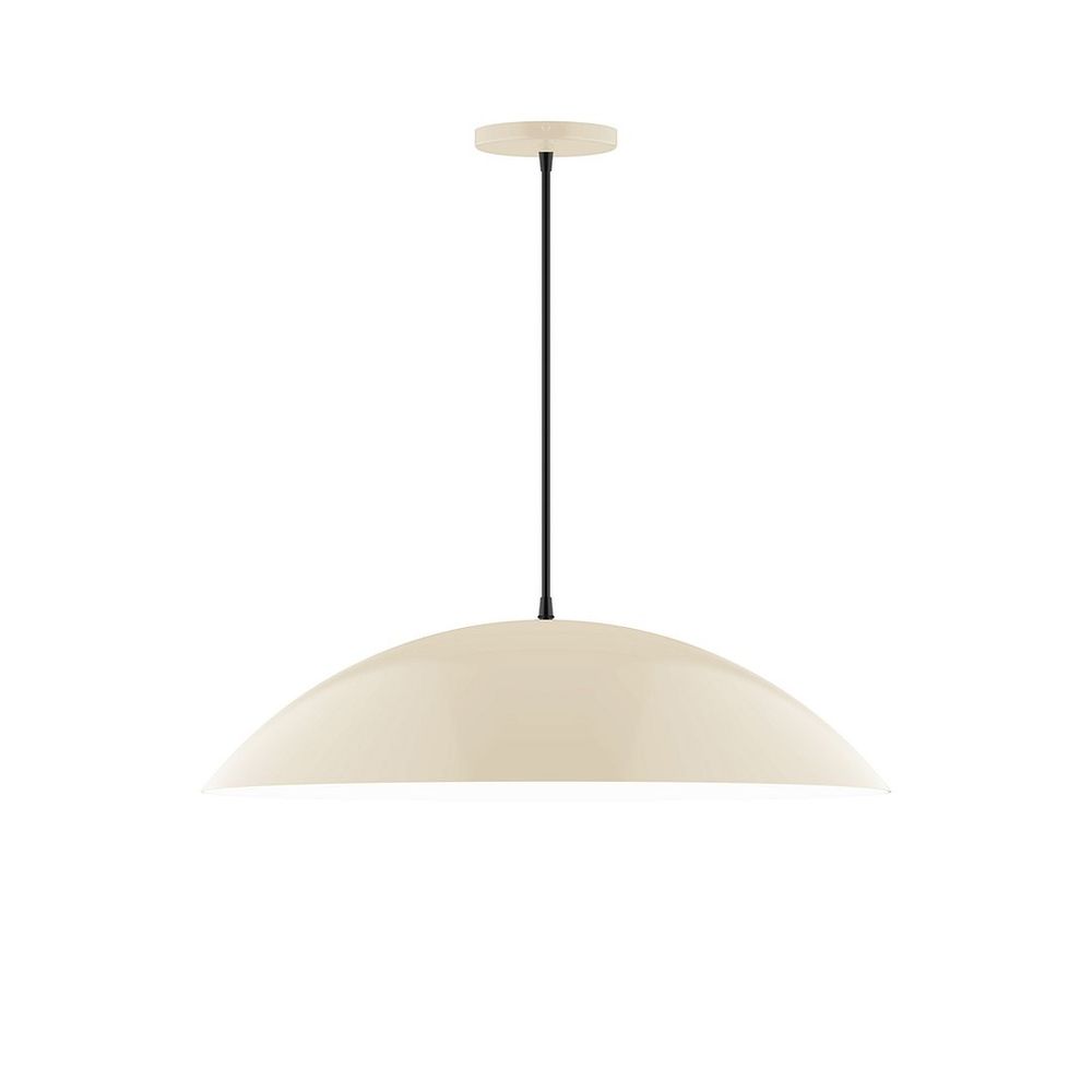 24" Axis Half Dome LED Pendant, cool tweed fabric cord with canopy, Cream