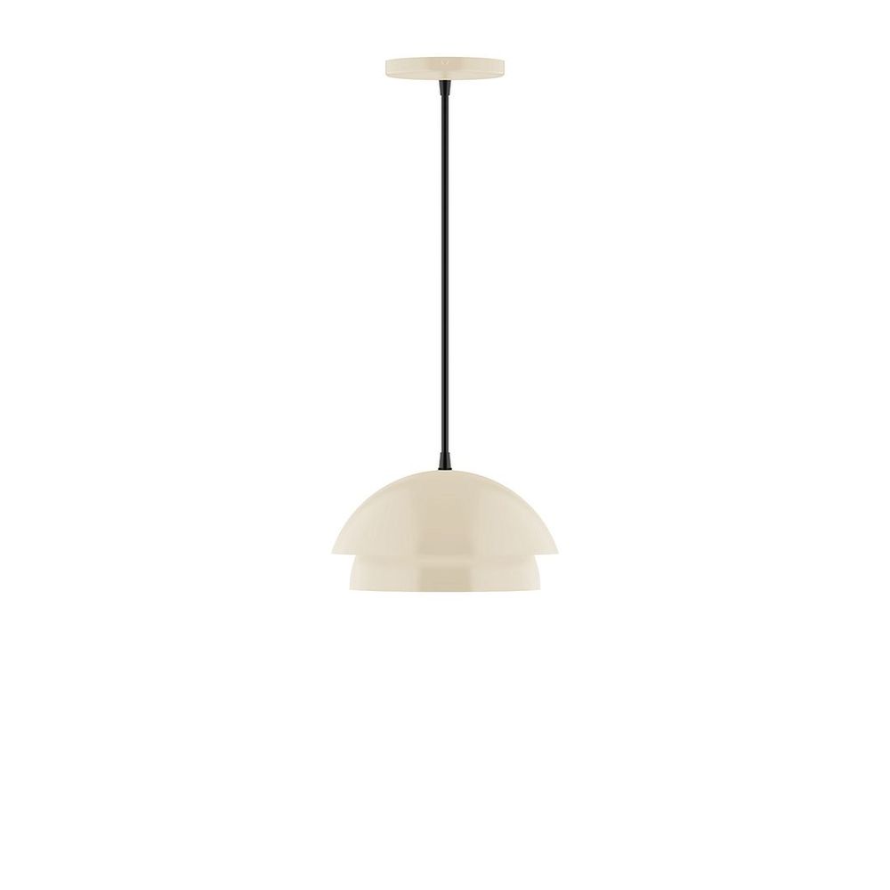 10" Nest LED Pendant, gray fabric cord with canopy, Cream