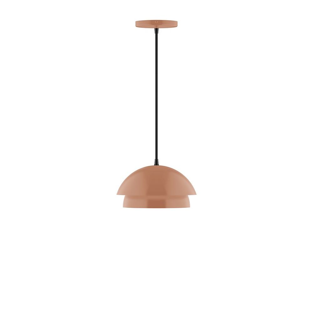 10" Nest LED Pendant, polished copper fabric cord with canopy, Terracotta