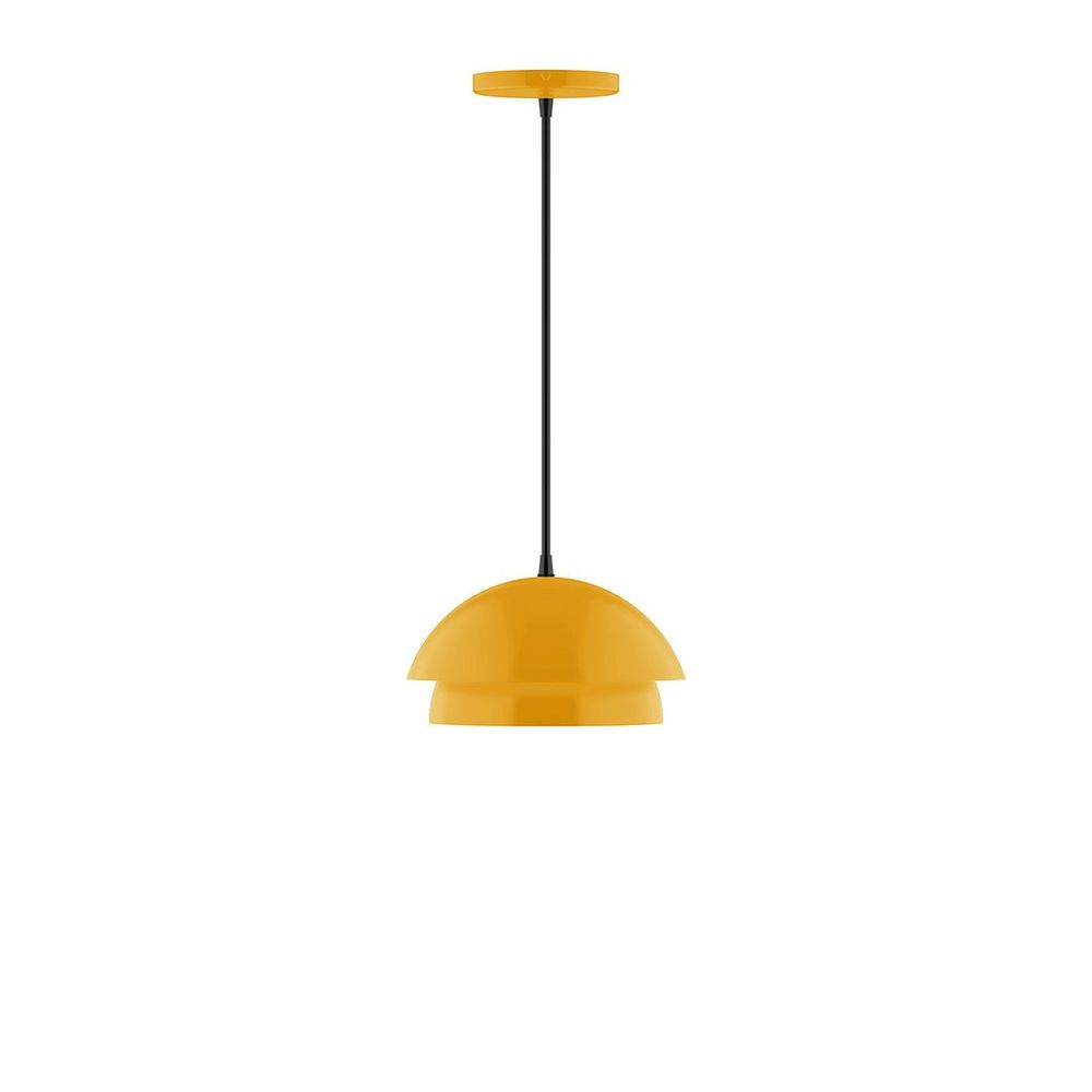 10" Nest LED Pendant, gray fabric cord with canopy, Bright Yellow