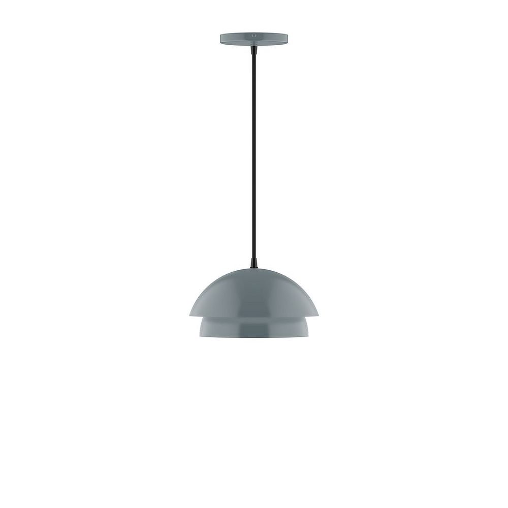 10" Nest LED Pendant, white fabric cord with canopy, Slate Gray