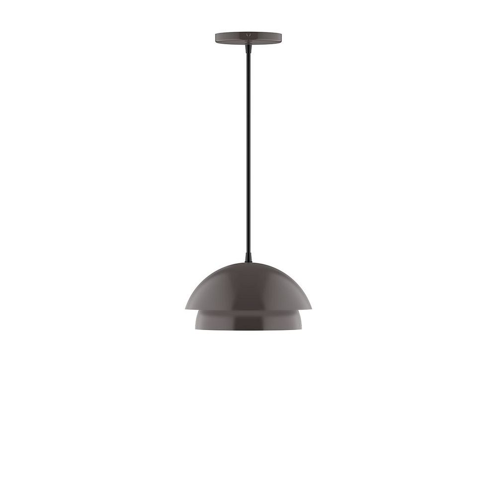 10" Nest LED Pendant, polished copper fabric cord with canopy, Architectural Bronze