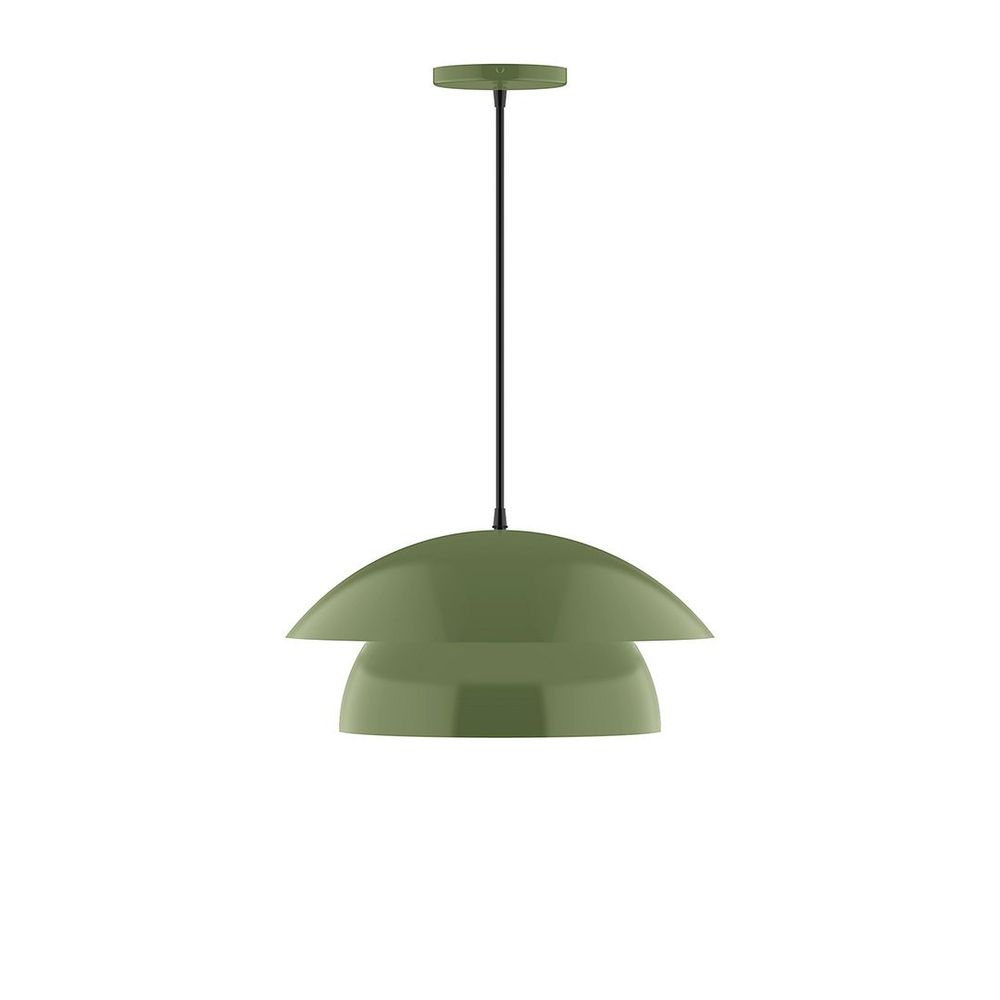 16" Nest LED Pendant, white cord with canopy, Fern Green