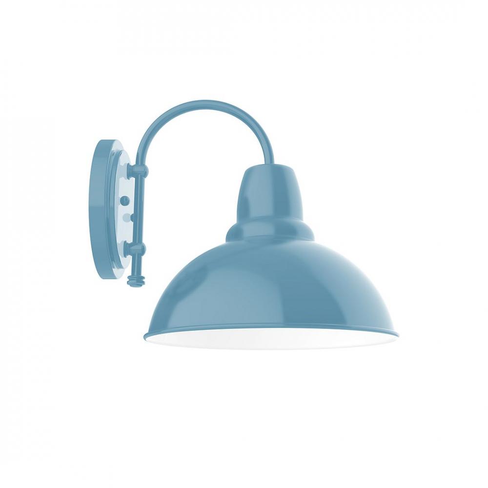 12" Cafe shade, wall mount sconce with Frosted Glass and guard, Light Blue