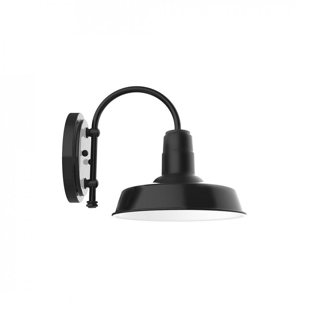 10" Warehouse shade wall mount sconce with wire grill, Black