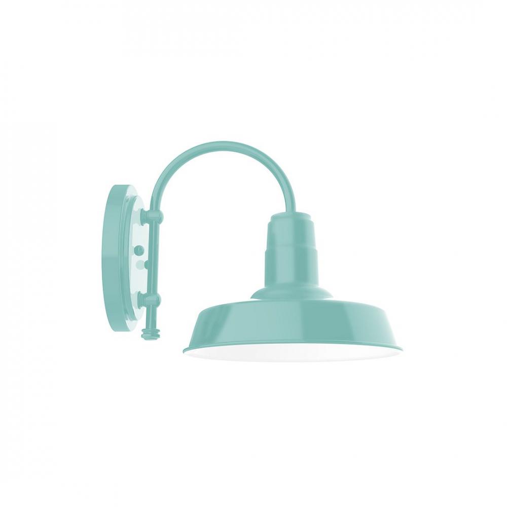 10" Warehouse shade wall mount sconce with wire grill, Sea Green