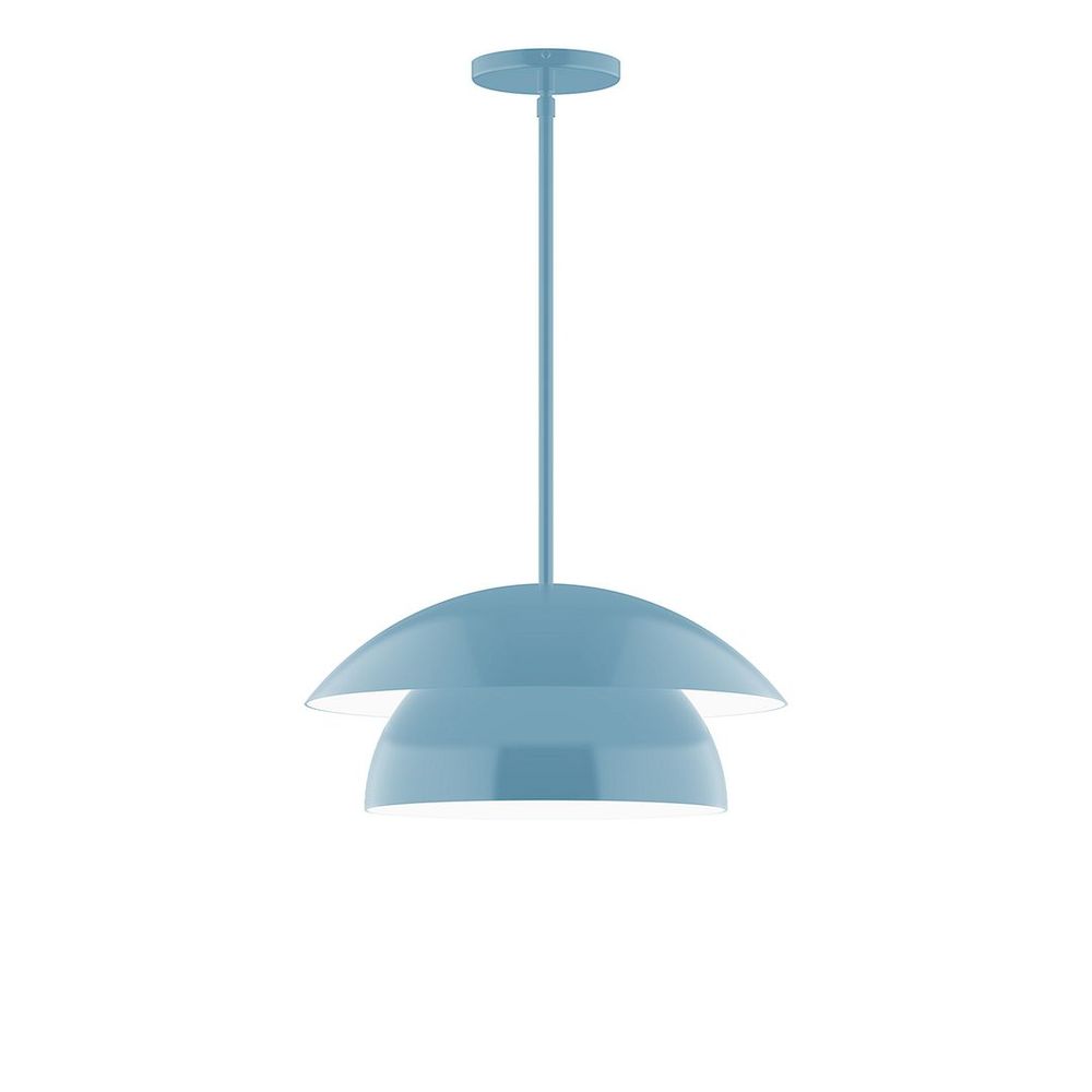 16" Nest LED Stem Hung Pendant, Light Blue