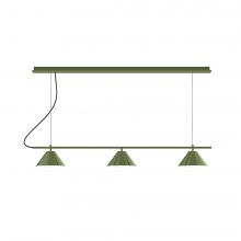 Montclair Light Works CHB431-42-C02-L12 - 2-Light Linear Axis LED Chandelier with Black Fabric Cord, Forest Green