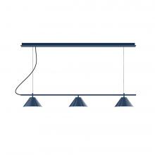 Montclair Light Works CHB431-54-C24-L12 - 2-Light Linear Axis LED Chandelier with Cool Tweed Fabric Cord, Light Blue