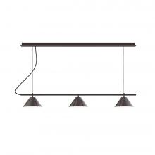 Montclair Light Works CHB431-55-C16-L12 - 2-Light Linear Axis LED Chandelier with Navy Mini Tweed Fabric Cord, Barn Red