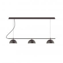 Montclair Light Works CHD431-55-C12-L12 - 3-Light Linear Axis LED Chandelier with Gray Fabric Cord, Barn Red