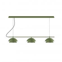 Montclair Light Works CHE431-42-C02-L12 - 2-Light Linear Axis LED Chandelier with Black Fabric Cord, Forest Green