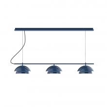 Montclair Light Works CHE431-54-C12-L12 - 2-Light Linear Axis LED Chandelier with Gray Fabric Cord, Light Blue